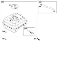 Fuel Supply Goup Diagram and Parts List for 83132-1172-H5  Briggs and Stratton Engine